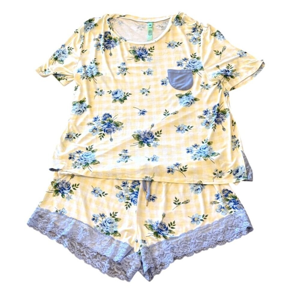 Honeydew Intimates Women's Something Sweet Zest Gingham Short Set Blue Sz M NWT